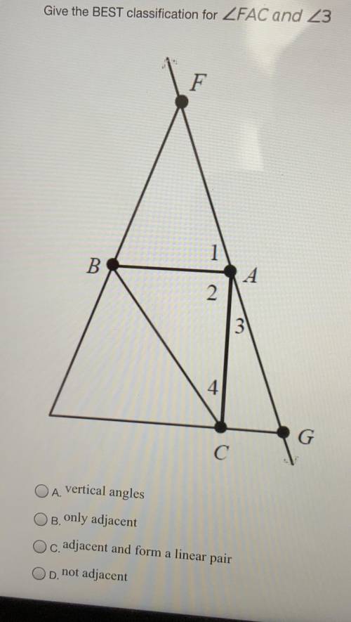 Give the best classification for angle FAC and angle 3