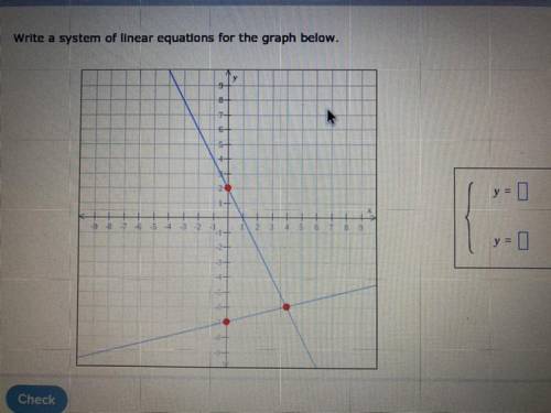Write a system of linear equations for the graph below. (see picture)

Please help me answer this