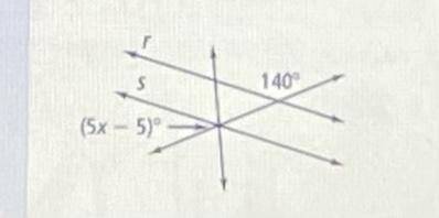 NEED HELP ASAP, MARKING BRAINLIEST.

Solve for the value of x that makes lines r and s parallel.