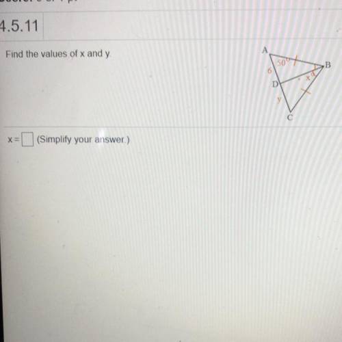 Find the values of x and y. 
(look at image)
x= 
y=