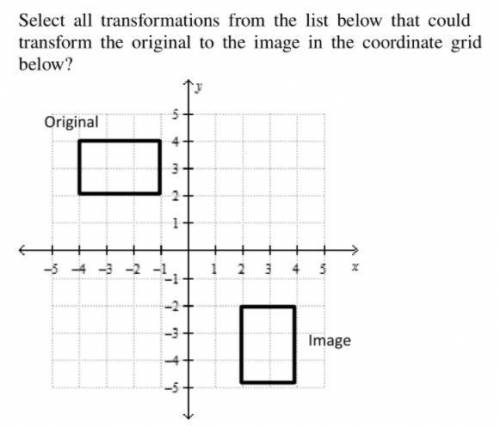 Select all transformations from the list below that could transform the original to the image on th