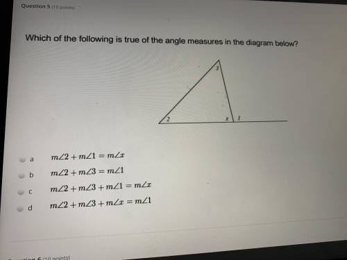 Which of the following is true of the angle measures in the diagram below.