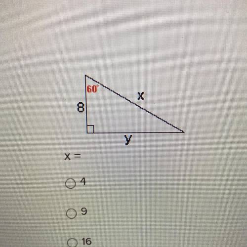 Solve for x, picture below 30-60-90 triangle