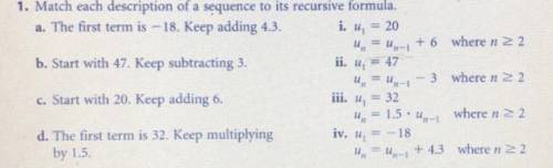 HELP ASAP PLS, matching sequence to its recursive formula