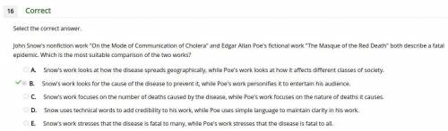 John Snow's nonfiction work On the Mode of Communication of Cholera and Edgar Allan Poe's fiction