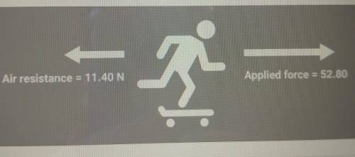 This diagram shows two different forces acting on a skateboarder. The combined mass of the skateboa