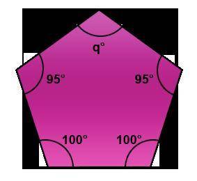 What is the measure of angle q°?
100°
95°
540°
150°