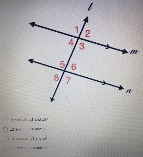Which angles would the consecutive interior angles theorem state are supplementary?