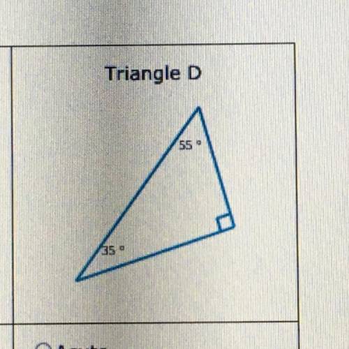 PLEASE HELP!! Are triangles A,B,C and D acute obtuse or right angles?