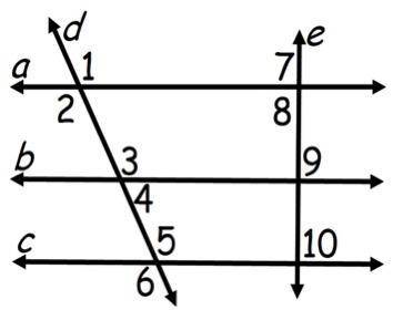 Which of the following statements would show line b is parallel to line c?

Mark BOTH that apply.