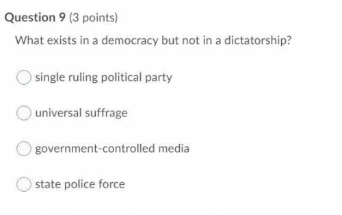 What exists in a democracy but not in dictatorship