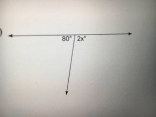 Find the value of x.
The answer is 50 . I need to show equations and show my work
