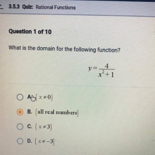 What is the domain for the following function? y=4/x^2+1