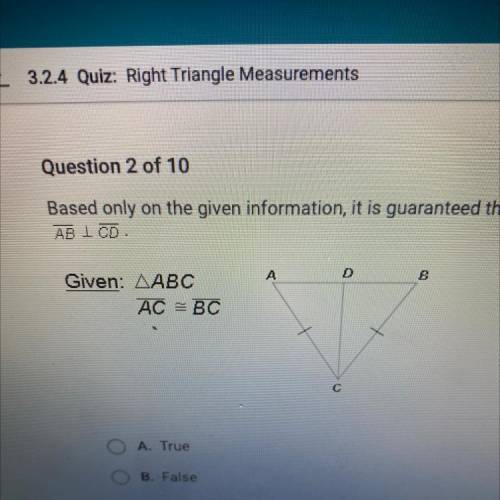 Based only on the given information, it is guaranteed that AB is perpendicular to CD. true or false
