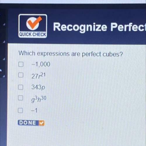 Which expressions are perfect cubes?