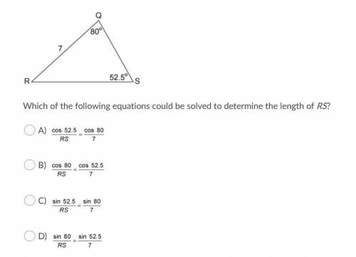 Which of the following equations could be solved to determine the length of RS?