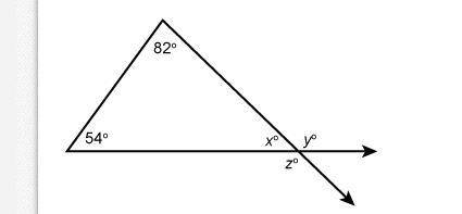 Use the figure shown.

A triangle with the base extended to the right and the right side extended
