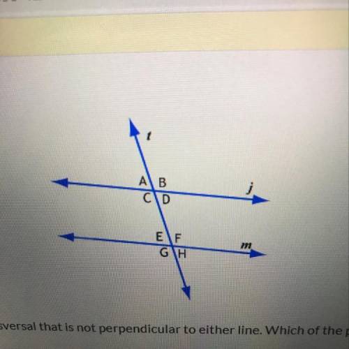 Line J And M are parallel to each other, and line T is a transversal that is not perpendicular to e