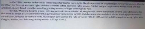 Based on this passage what can the reader in for about the woman suffrage movement

A) The woman s