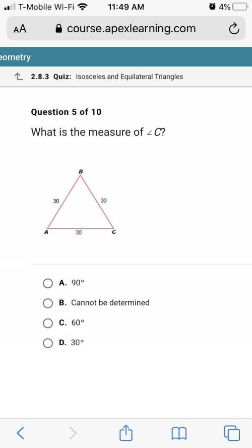What is the measure of c