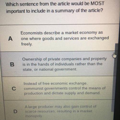 Which sentence from the article would be MOST
important to include in a summary of the article?