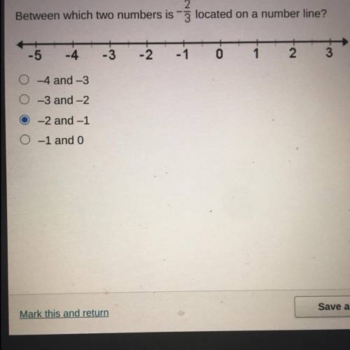 Between which two numbers is 3 located on a number line?