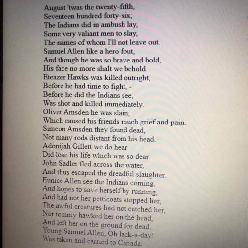Poem bars fight by Lucy terry. I need help on what is the central idea or message of the primary so