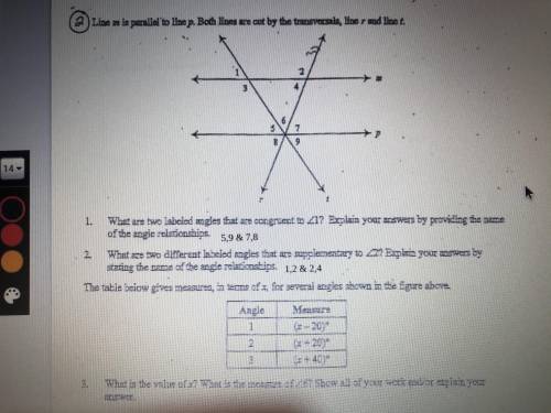 What is the value of x? What is the measure of angle 6? Show all of your work and/or explain your a