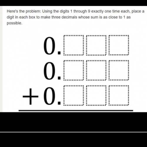 Here's the problem: Using the digits 1 through 9 exactly one time each, place a digit in each box t