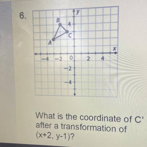 What is the coordinate of C after a transformation of (x+2,y-1)