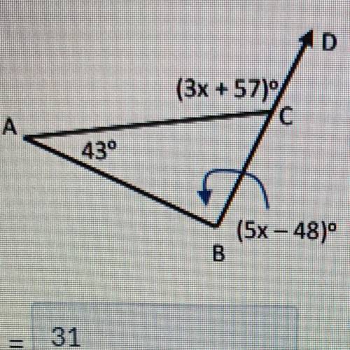 FIND VALUE OF X AND OF ANGLE ABC AND ACD
PLS HELP
GEOMETRY