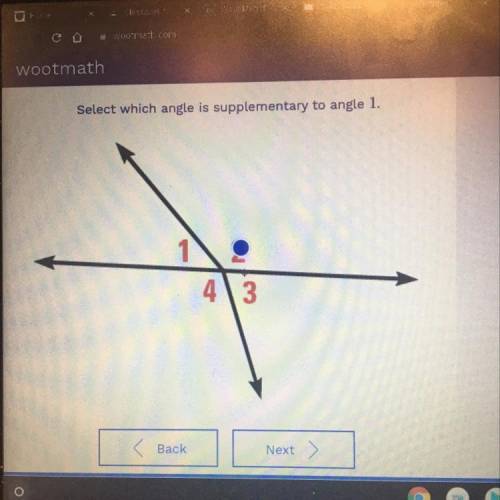 Select which angle is supplementary to angle 1