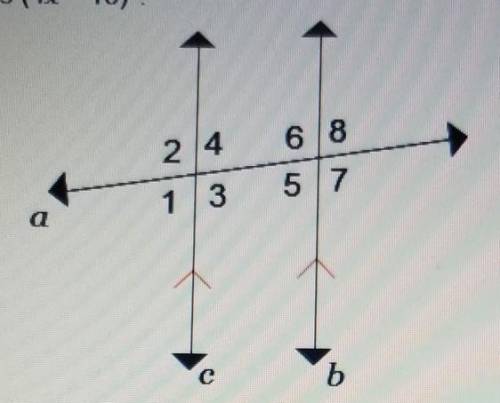 The measure of angle 1 is (3x + 10) and the measure of what is the measure of angle 7? angle 4 is (