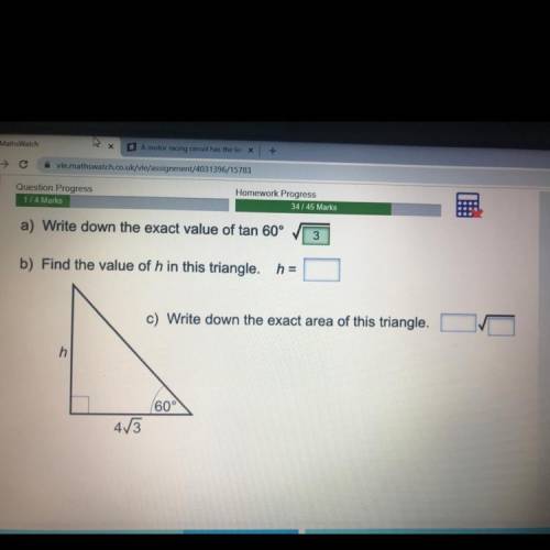Find the value of h in this triangle