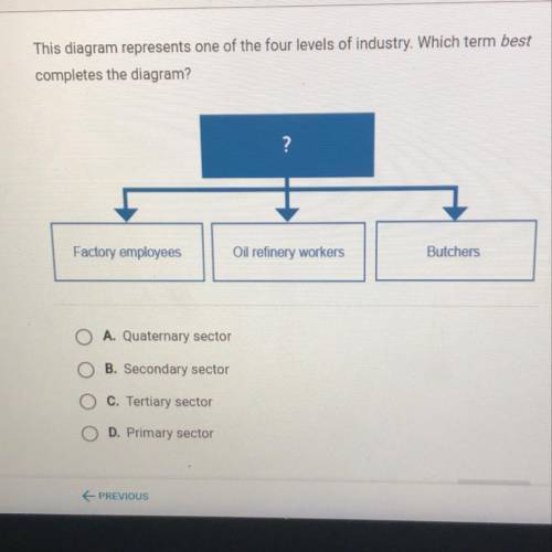 HELP ME OUT PLEASE!! I NEED HELP !

This diagram represents one of the four levels of industry. Wh