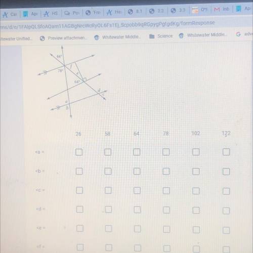 Find the angle measurements for angles a-f.
PLSS HELP ASAP