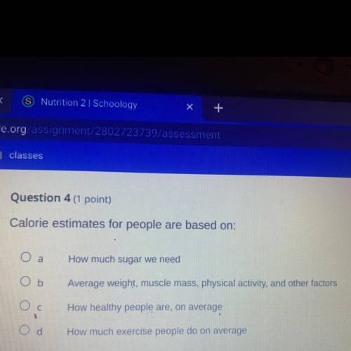 Calorie estimates for people are based on?
