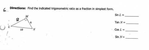 Find the indicated trigonometric ration as a fraction in simplest form *please help*