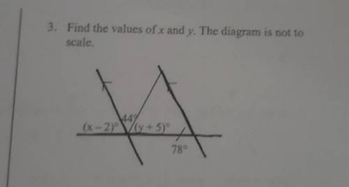 Find the values of x and y. The diagram is not to scale.Someone help!!