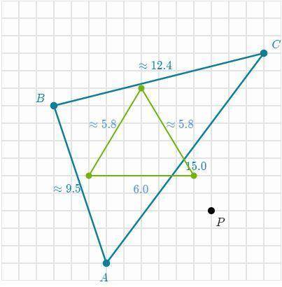 Draw the image of triangle △ABC under a dilation whose center is P and scale factor is 1/3.