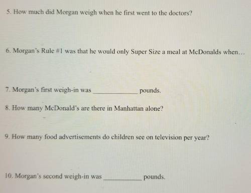 super size me video worksheet part 2

if you have it on DVD and on YouT_ube answer these questio