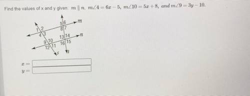 Find the value of x and y (picture above) HELP !!