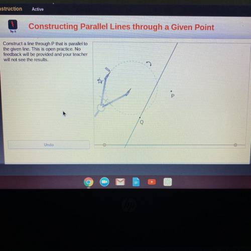 Constructing Parallel Lines through a Given Point

Try it
Construct a line through P that is paral