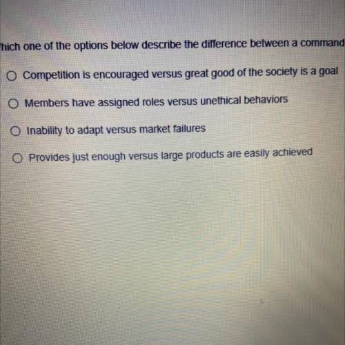 Which one of the options below describe the difference between a command and traditional economy