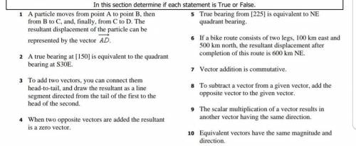 Please tell me these true/false answers.