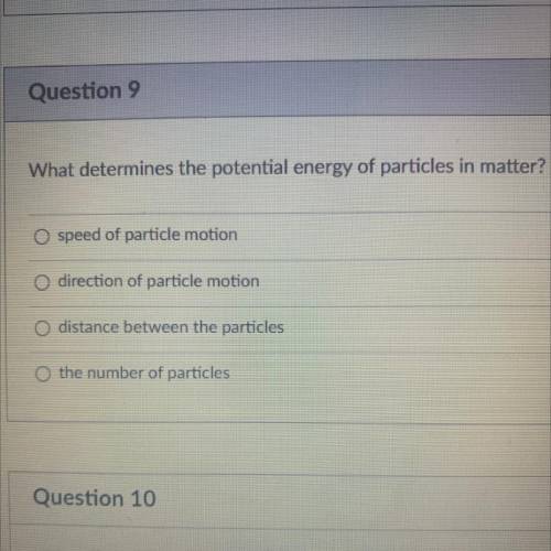 What determines the potential energy of particles in matter?