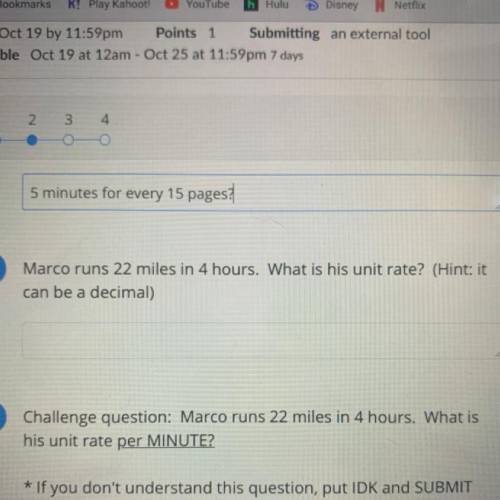 Marco runs 22 miles in four hours. What is his unit rate?