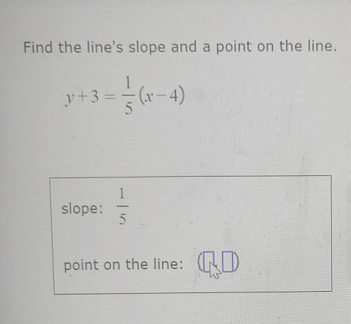Find the line's slope and a point on the line.PLEASE SOME1 ANSWER ASAP