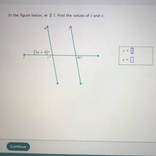 Can you help me find the values of z and x?