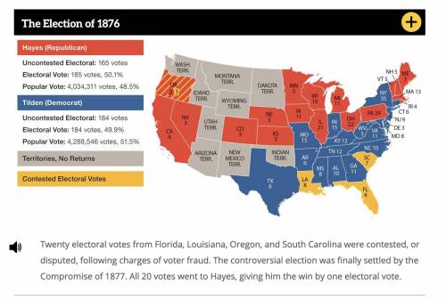 (INTERPRET MAPS) How many contested electoral votes did Tilden need to win the election?